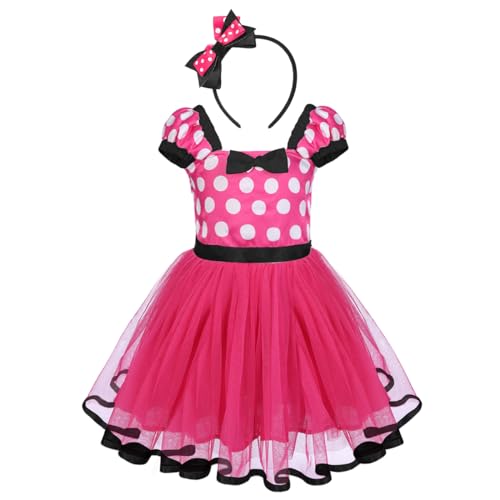 IBTOM CASTLE Säuglings Kleinkind Baby Mädchen Kinder Prinzessin Kostüm Minnie Polka Dots Tutu Kleid Bekleidungsset Geburtstag Festzug Karneval Fasching Cosplay Ballettkeider Rose+Schwarz 2-3 Jahre von IBTOM CASTLE