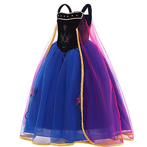 Mädchen Prinzessin Kostüm Eiskönigin Anna Kleid mit Umhang Für Kinder Geburtstagsfeier Phantasie Cosplay Verrücktes Ankleiden Karneval Verkleidung Weihnachten Halloween Fest 06-Lila 7-8 Jahre Mädchen Prinzessin Kostüm Eiskönigin Anna Kleid mit Umhang Für Kinder Geburtstagsfeier Phantasie Cosplay Verrücktes Ankleiden Karneval Verkleidung Weihnachten Halloween Fest 06-Lila 7-8 Jahre von IBTOM CASTLE