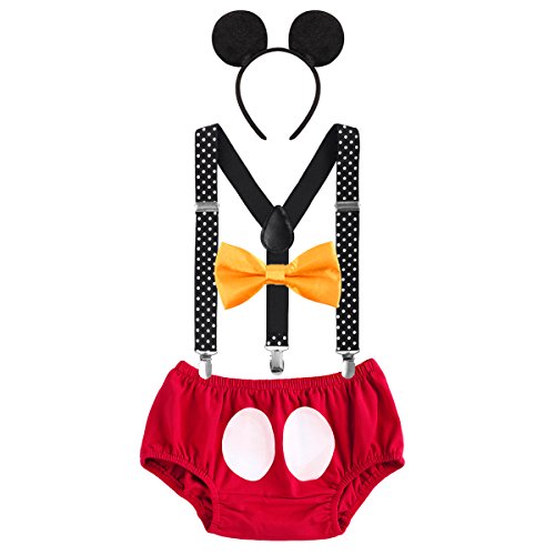 Säugling Baby Jungen Mädchen Mickey Mouse 1. / 2./ 3. Geburtstag Halloween Kostüm Outfit Set Unterhose+Fliege + Y-Form Hosenträger+Maus Ohren 4pcs Bekleidungssets 001 Rot & Polka Dots 6-12 Monate Säugling Baby Jungen Mädchen Mickey Mouse 1. / 2./ 3. Geburtstag Halloween Kostüm Outfit Set Unterhose+Fliege + Y-Form Hosenträger+Maus Ohren 4pcs Bekleidungssets 001 Rot & Polka Dots 6-12 Monate von IBTOM CASTLE