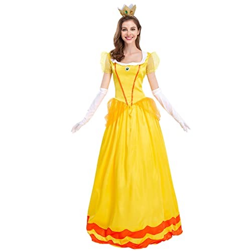 Prinzessin Peach Kostüm Kinder, Rosalina Kostüm, Fasching kostüm kinder peach, schöne und das biest kostüm, Abendkleid Fasching Karneval Verkleidung Weihnachten Geburtstag Halloween Party Gelb L von IBTOM CASTLE