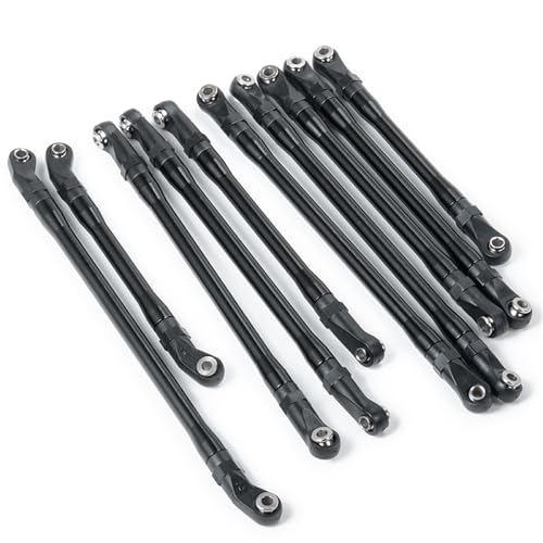 ICDKOYK 10 stücke Lenkung Link Rod Set Für SCX10 1/10 Metall Crawler Schwarz RC Auto Zubehör Ersatz Teile RC Upgrade Teil von ICDKOYK