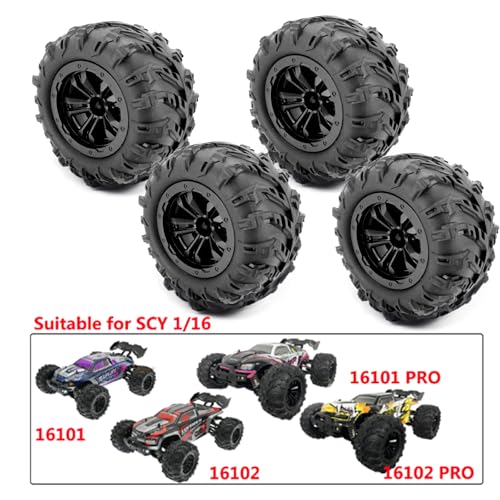 ICDKOYK 4 Stück 12 mm Hex Monster Truck Radreifen für 1/16 SCY HBX Hyper Go Rc Auto Rc Crawler Rc Autos Reifen Reifen Rad Rc von ICDKOYK