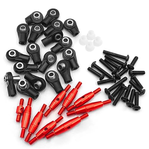 ICDKOYK 9 stücke Lenkstange Set 4 Tec Aluminium Legierung Für Crawler Radstand RC Auto Zubehör Ersatzteile RC Upgrade Teil, Rot von ICDKOYK