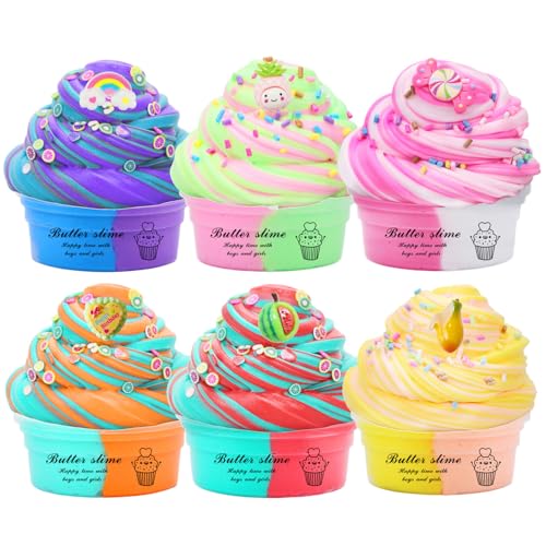 ICDKOYK Geburtstagsgeschenke für Teenager Kinder, Flauschiges Butter Slimes Set, Regenbogen Butter Slimes Sets für Mädchen, Peachybbies Slimes für Kinder von ICDKOYK