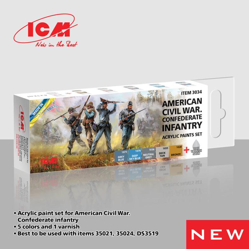 Acrylic Paint Set - American Civil War - Confederate infantry [6 x 12 ml] von ICM