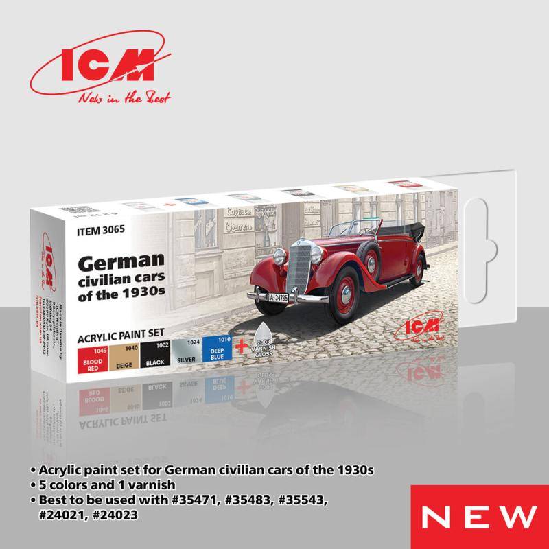 Acrylic Paint Set - German civilian cars of the 1930s [6 x 12 ml] von ICM