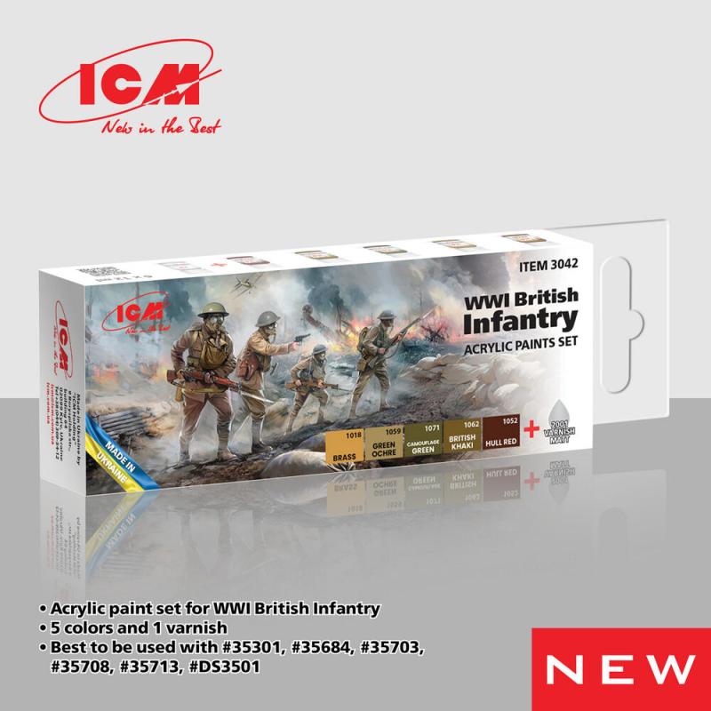 Acrylic Paint Set - WWI British infantry [6 x 12 ml] von ICM