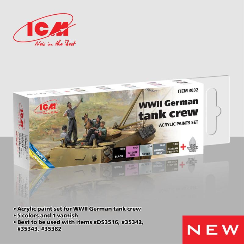 Acrylic Paint Set - WWII German tank crew [6 x 12 ml] von ICM