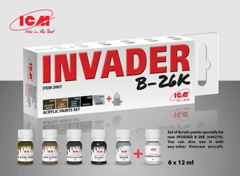 Acrylic paint set - Invader B-26K and other Vietnam aircraft (6 x 12ml) von ICM