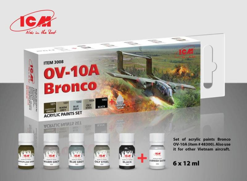 Acrylic paint set - OV-10A Bronco and other Vietnam aircraft (6 x 12ml) von ICM