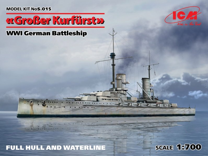 Großer Kurfürst (Full hull & Waterline) WWI German Battleship von ICM