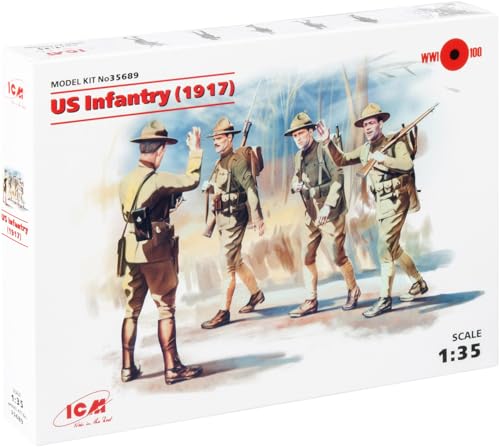 ICM 035689-1/35 WWI US Infanterie, 4 Figuren Plastikmodellbausatz von ICM