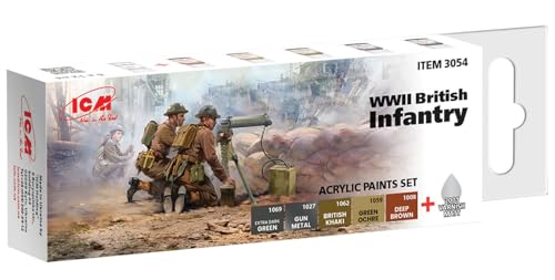 ICM 3054 - Acrylic Paint Set for WWII British infantry 6 x12 ml - Neu von ICM