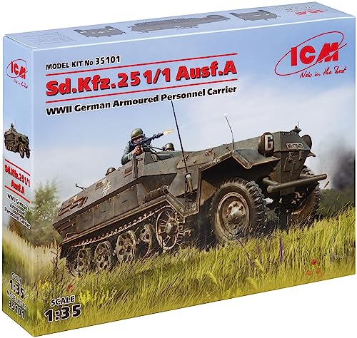 ICM 35101 Sd.Kfz.251/1 AUSF.A WWII German Armoured Personnel Carrier Modellbausatz, grau von ICM