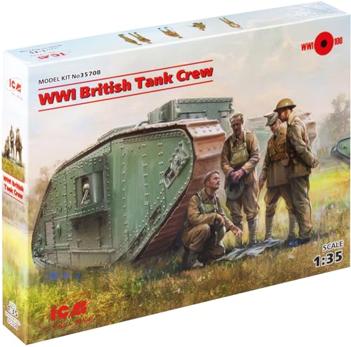 ICM 35708 1 : 35 - WWI British Tank Crew 4 FigsFor Armee Figuren, schwarz von ICM