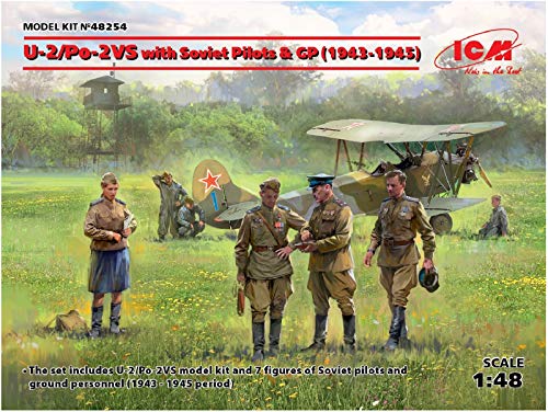 ICM 48254 U-2/Po-2VS with Soviet Pilots & GP (1943-1945) Modellbausatz, grau von ICM