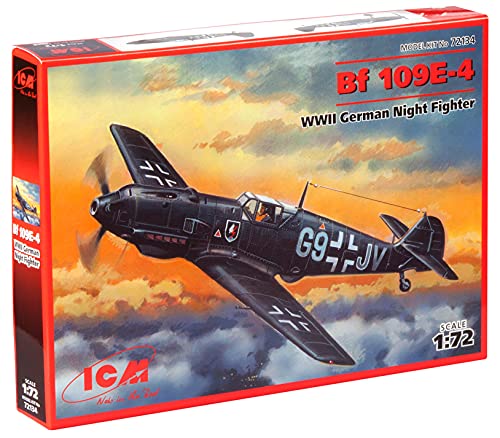 ICM 72134 - Messerschmitt Bf 109E-4,WWII German Night Fighter, Mittel, Schwarz von ICM