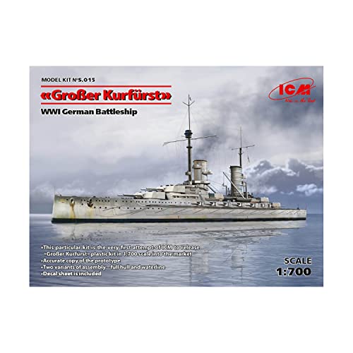 ICM S.015 Modellbausatz Großer Kurfürst (Full hull) WWI German Battleship, Spiel von ICM