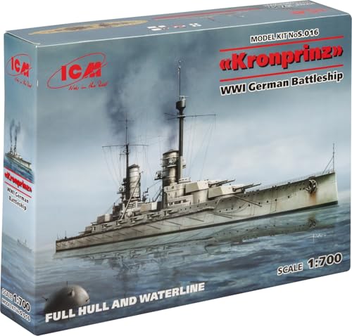 ICM S.016 Modellbausatz Kronprinz Fullhull & Waterline WWI German Battleship, Schwarz, Mittel von ICM