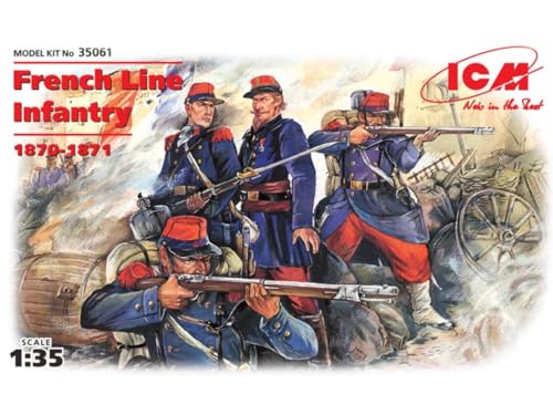 Modell Leiter kompatibel mit French Line Infanty 1870-1871 4 Figuren 1 Officer + 3 Soldiers 1:35 ICM ICM35061 von ICM