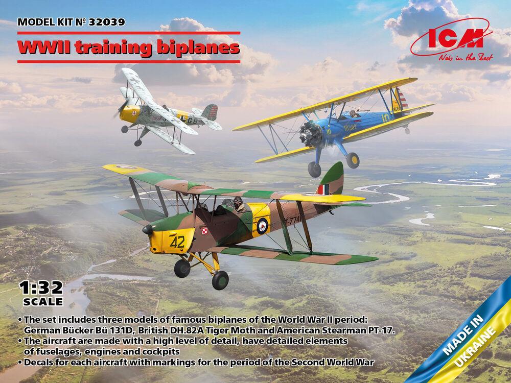 WWII training biplanes (Bücker Bü 131D, DH.82A Tiger Moth, Stearman PT-17) von ICM