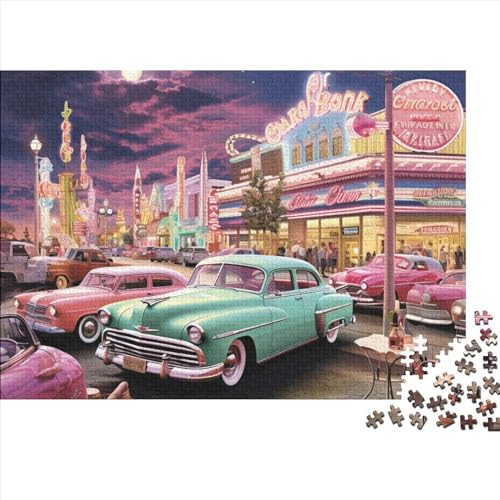 1000 Stück Retro Classic Car Kinder Lernen Kognitionsspielzeug, Denksportaufgaben Für Erwachsene, Spiele Aus Holz, Intelligenz-Puzzles 1000pcs (75x50cm) von ICOBES