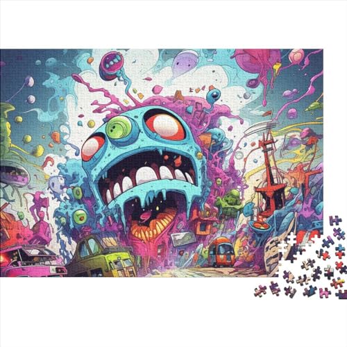 500 Stück Cartoon Monster Kinder Lernen Kognitionsspielzeug, Denksportaufgaben Für Erwachsene, Spiele Aus Holz, Intelligenz-Puzzles 500pcs (52x38cm) von ICOBES