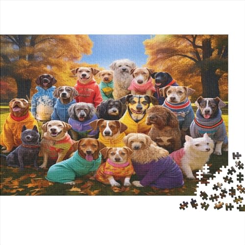 500 Stück Cute Dog Kinder Lernen Kognitionsspielzeug, Denksportaufgaben Für Erwachsene, Spiele Aus Holz, Intelligenz-Puzzles 500pcs (52x38cm) von ICOBES