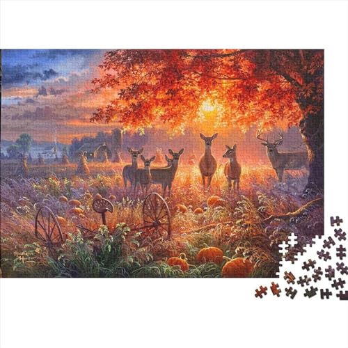 Autumn Deer Puzzles Für Erwachsene 500 Teile – Impossible Puzzle – Puzzles Für Erwachsene – Puzzle Für Erwachsene – Schwierig – Puzzle – Anspruchsvolles Spiel 500pcs (52x38cm) von ICOBES