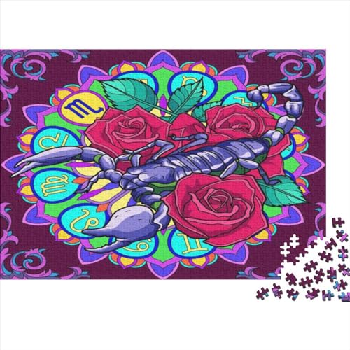 Scorpion-Red Rose-Violet 300-teiliges Holzpuzzlespiel Für Erwachsene Und Kinder. Dekompressionsspiel 300pcs (40x28cm) von ICOBES