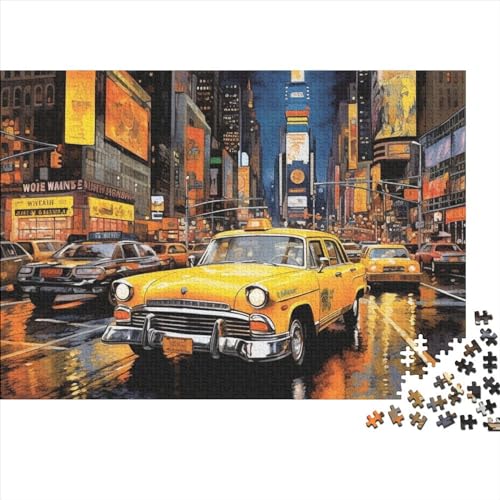 Taxi on The Streets of New York Puzzles Für Erwachsene, 1000 Teile. Entpacken Sie Spielpuzzles, Puzzles 1000 Teile Für Erwachsene, Geschenke 1000pcs (75x50cm) von ICOBES