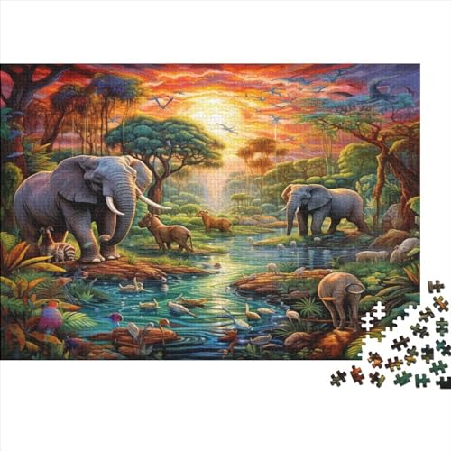 Wild Elephant Puzzles Für Erwachsene 1000 Teile Puzzles Für Erwachsene Puzzles 1000 Teile Für Erwachsene Anspruchsvolles Spiel 1000pcs (75x50cm) von ICOBES