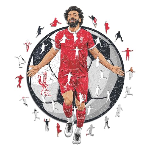 Iconic Puzzles, Mohammed Salah, Liverpool, 100 % ökologisch nachhaltiges Holzpuzzle mit offizieller Lizenz, Größe S, 150 Teile, Puzzle für Kinder und Erwachsene von ICONIC PUZZLES