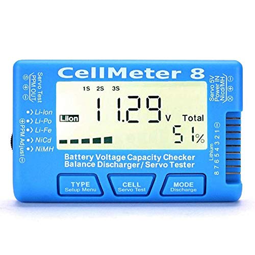 ICQUANZX RC 8 Digitaler Batteriekapazitätsprüfer Servotester LCD-Hintergrundbeleuchtung für LiPo Life Li-Ion NiMH Nicd von ICQUANZX