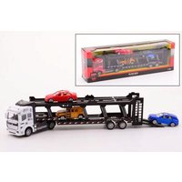 JOHNTOY 26990 Die-Cast Autotransporter mit 3 Autos, farblich sortiert von IDEE+SPIEL