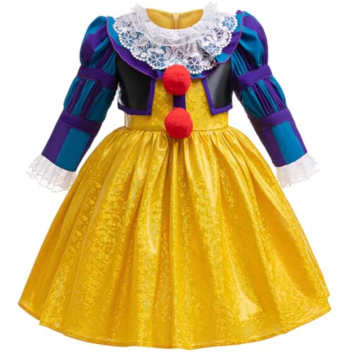 Clown Kostüm Karneval Halloween Kostüm Kinder Kleid Herbst und Winter Mädchen Prinzessinenkleid Blumenmädchenkleider Cosplay Costume Zirkus Weihnachtskleid Geburtstagsgeschenk blau-golden 3-4 Jahre von IDOPIP