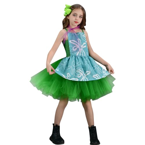 IDOPIP Halloween Kinderkostüm Filmkostüm für Mädchen Tutu Prinzessin Kleid Für Fasching Karneval Halloween Geburtstag Party Joy Disgust Anger Sadness Cosplay Kostüm Disgust-grün 10-12Jahre von IDOPIP