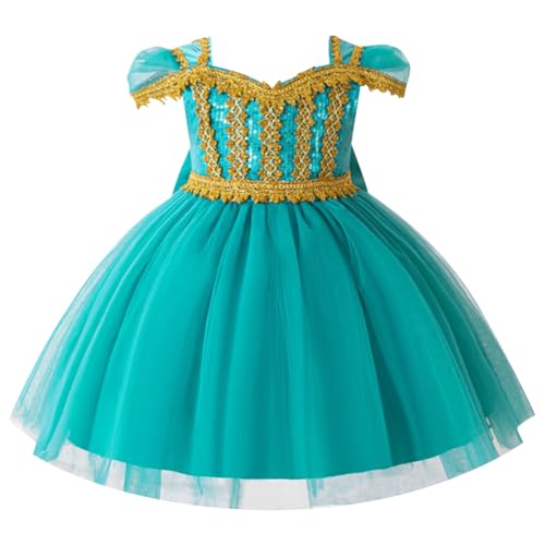 IDOPIP Mädchen Prinzessin Kostüm Halloween Taufkleid Prinzessinenkleid Karneval Verkleidung Outfit Für Karneval Weihnachten Mottoparty Cosplay Baby Kleider 6 Monate-3 Jahre blau 12-18 Monate von IDOPIP