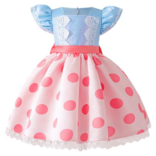 IDOPIP Mädchen Prinzessin Kostüm Halloween Taufkleid Prinzessinenkleid Karneval Verkleidung Outfit Für Karneval Weihnachten Mottoparty Cosplay Baby Kleider 6 Monate-3 Jahre blau-rosa 12-18 Monate von IDOPIP