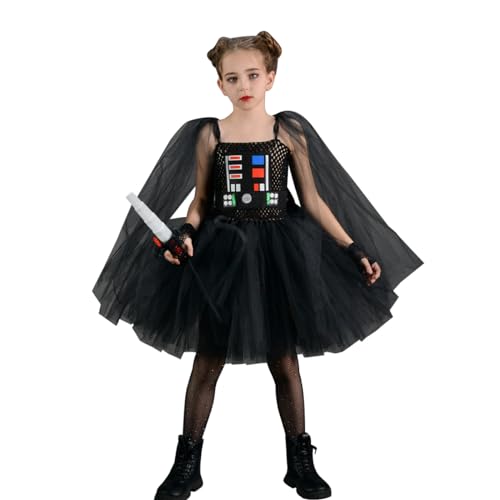 IDOPIP Halloween Kostüm Kinder Kinderkostüm Mädchen Halloween Kostüm Prinzessin Kleid Rüschen Tüll Tutu Kleid Cosplay Kostüm Film-Rollenspiel-Kostüme schwarz 2-3Jahre von IDOPIP