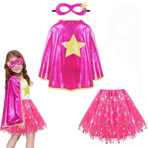 IDOTTA Superhelden-Kostüme für Kinder, Umhang mit Maske, Tutu-Set für Mädchen, Verkleidungsparty, Halloween, Prinzessin, Superheld, Cosplay von IDOTTA