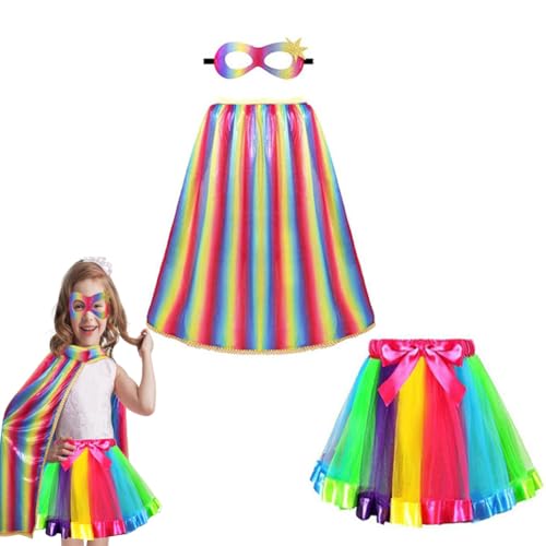 IDOTTA Superhelden-Kostüme für Kinder, Umhang mit Maske, Tutu-Set für Mädchen, Verkleidungsparty, Halloween, Prinzessin, Superheld, Cosplay von IDOTTA