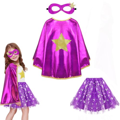 IDOTTA Superhelden-Kostüme für Kinder, Umhang mit Maske, Tutu-Set für Mädchen, Verkleidungsparty, Halloween, Prinzessin, Superheld, Cosplay von IDOTTA