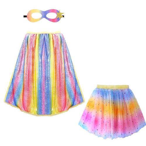 IDOTTA Superhelden-Kostüme für Kinder, Umhang mit Maske, Tutu-Set für Mädchen, Verkleidungsparty, Halloween, Prinzessin, Superheld, Cosplay von IDOTTA