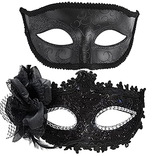 IDOXE Fashion Lace Couple Maskerade Masken Venezianische Frauen Männer Maske für Halloween Party Ball Prom Karneval Hochzeit Wanddekoration (Strass Blume) von IDOXE