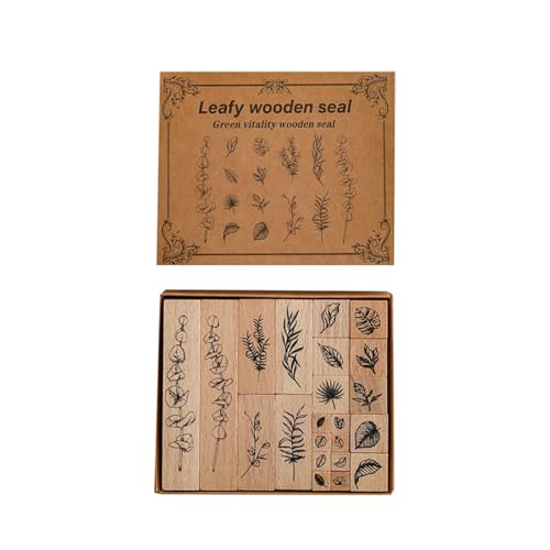 IEEDFJKK 22 teile/satz Schneidbare Gummi Stempel Set Passen Sie Designs Mit Leichtigkeit 22 Pcs Vintage Holz Druck Stempel Holz Gummi, A von IEEDFJKK