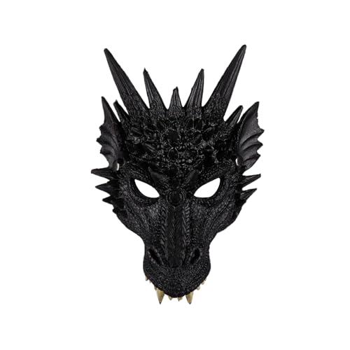 IEEDFJKK Einzigartige Tiermaske für Cosplay und Kostümpartys, Cosplay Maske, PU Maske, Cosplay Drachenmaske, Partymaske, Halloween Masken, Schwarz von IEEDFJKK