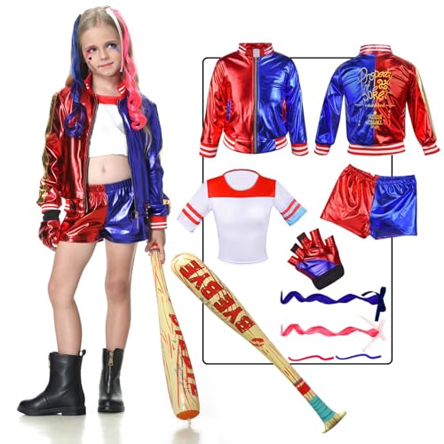 IEEILULU Clow Kostüme Cosplay für Kinder, Kostüm Kinder Karneval Cosplay Set, Karneval Cosplay Kostüme Set Enthalten Jacke, T-Shirt, Shorts, Handschuh für Karneval Cosplay (110-120) von IEEILULU