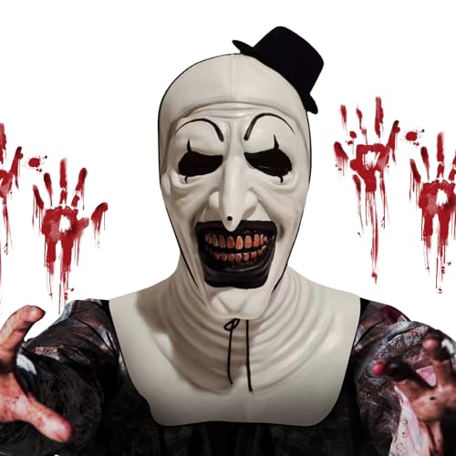 IEEILULU Clown Maske Terrifier, Horror Art Der Clown Maske für Erwachsene, Scary the Killer Terrifier Kostüm Accessoire mit Mini Zylinderhut und Eihnachtsmannmützen Cosplay Requisiten IEEILULU Clown Maske Terrifier, Horror Art Der Clown Maske für Erwachsene, Scary the Killer Terrifier Kostüm Accessoire mit Mini Zylinderhut und Eihnachtsmannmützen Cosplay Requisiten von IEEILULU