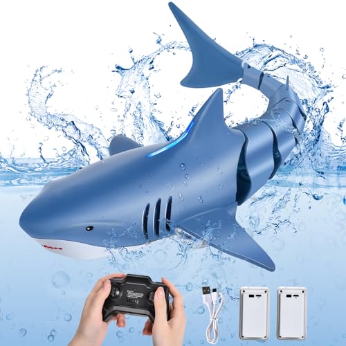 IEEILULU Ferngesteuerter Hai, 2.4GHz Ferngesteuertes Hai-Spielzeug mit USB, Pool Spielzeug, Simulation RC Hai Wasserspielzeug Geschenk für 8+ Jahre Jungen Mädchen Schwimmbad (Blau) von IEEILULU